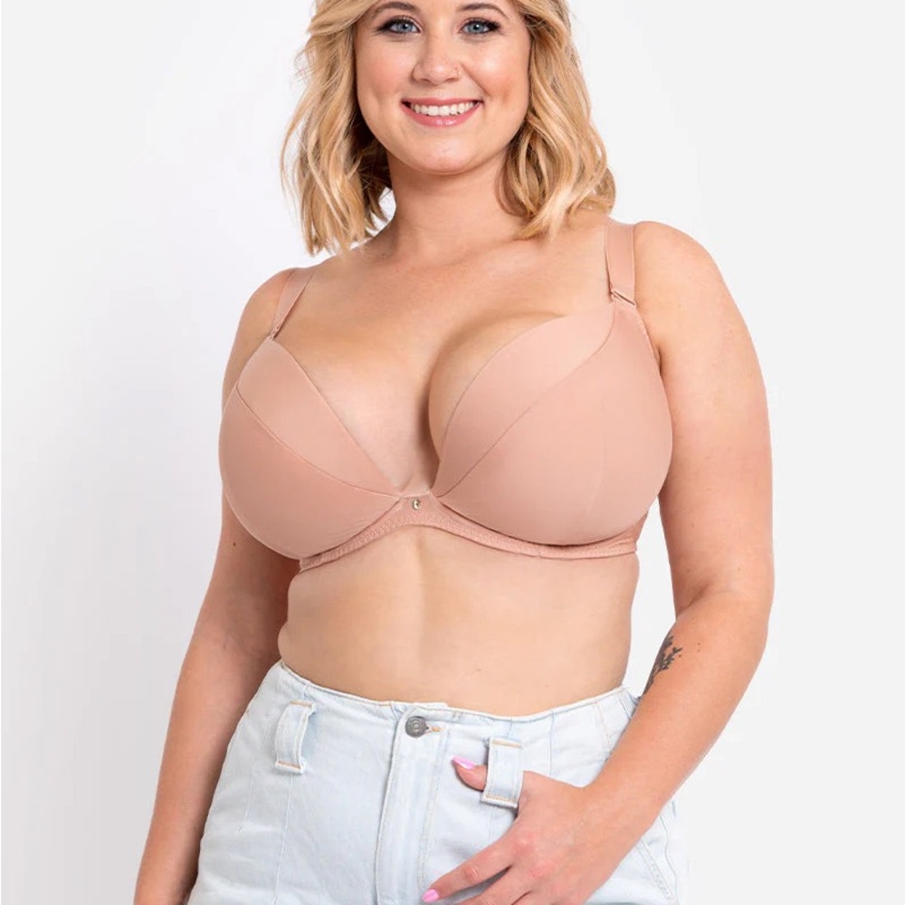 Curvy Kate logo Superplunge Multiway Padded Plunge Bra Latte Beige 38FF